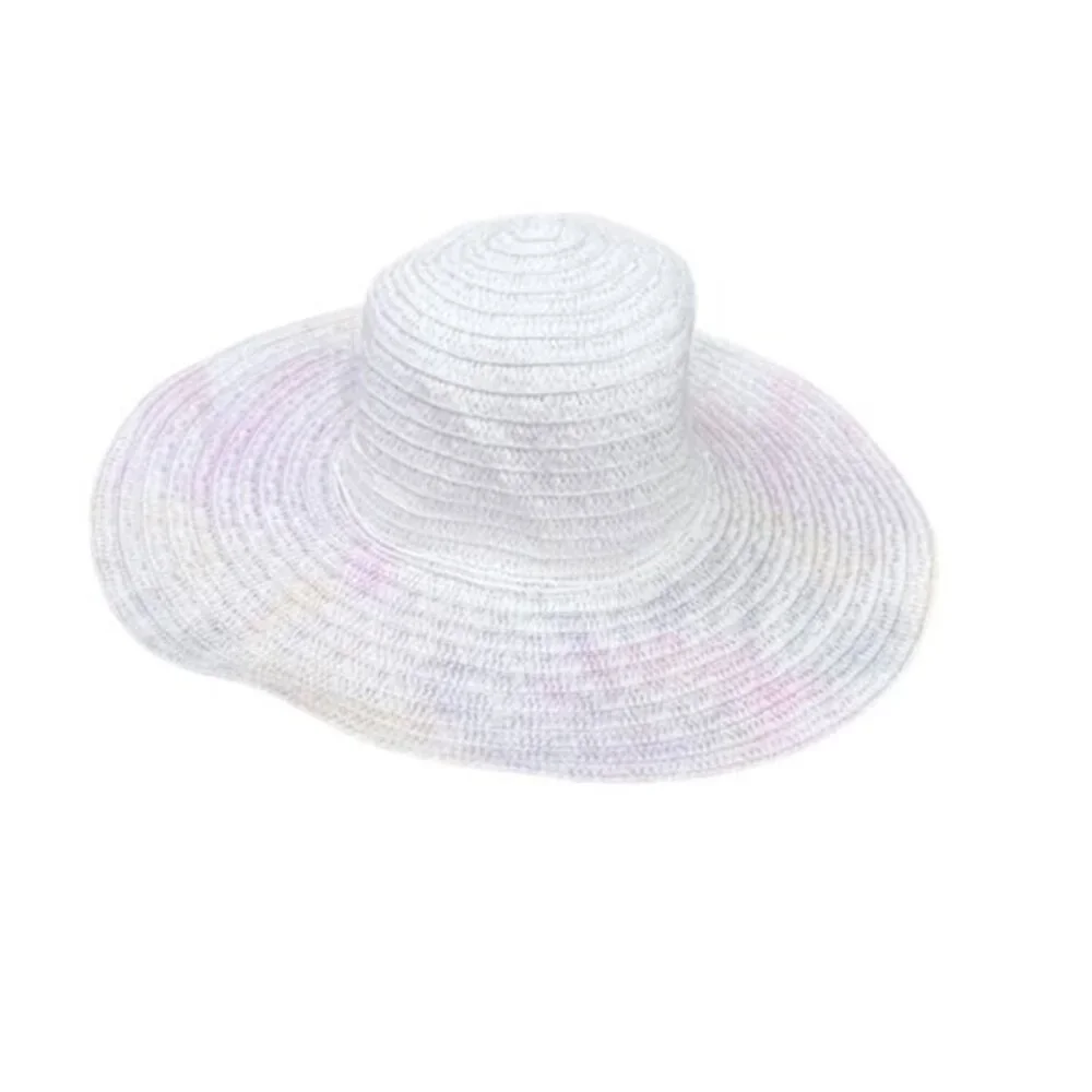 Womens Floppy Sun Hat Wide Brim White Pastel Colors Beach Vacation‎ Pool Travel